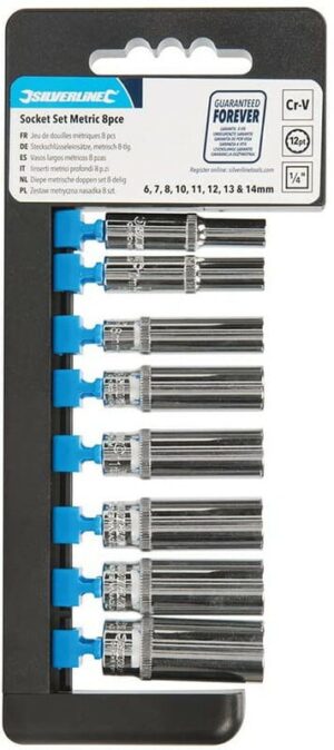 SOCKET DEEP SET 1/4" 6-14MM