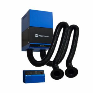 Fixed fume extractor with carbon filter with double arm